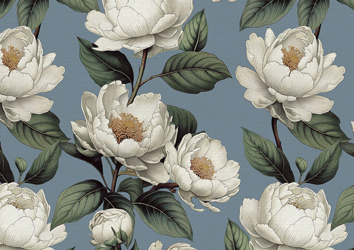 Henley, Henleys Vine Raffs Blue - Roman Blind - Image 7